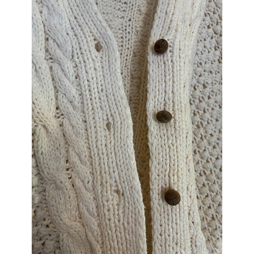 Cotton cable knit cropped cardigan sweater - Picture 4 of 5